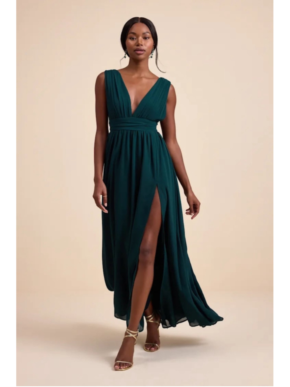 NWT Lulus Heavenly Hues Forest Green Maxi Dress